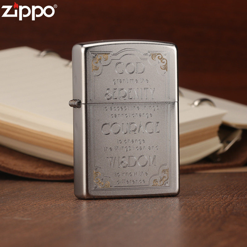ZIPPO打火机官方正品 煤油防风芝宝磨砂警示箴言送男士生日礼物zp