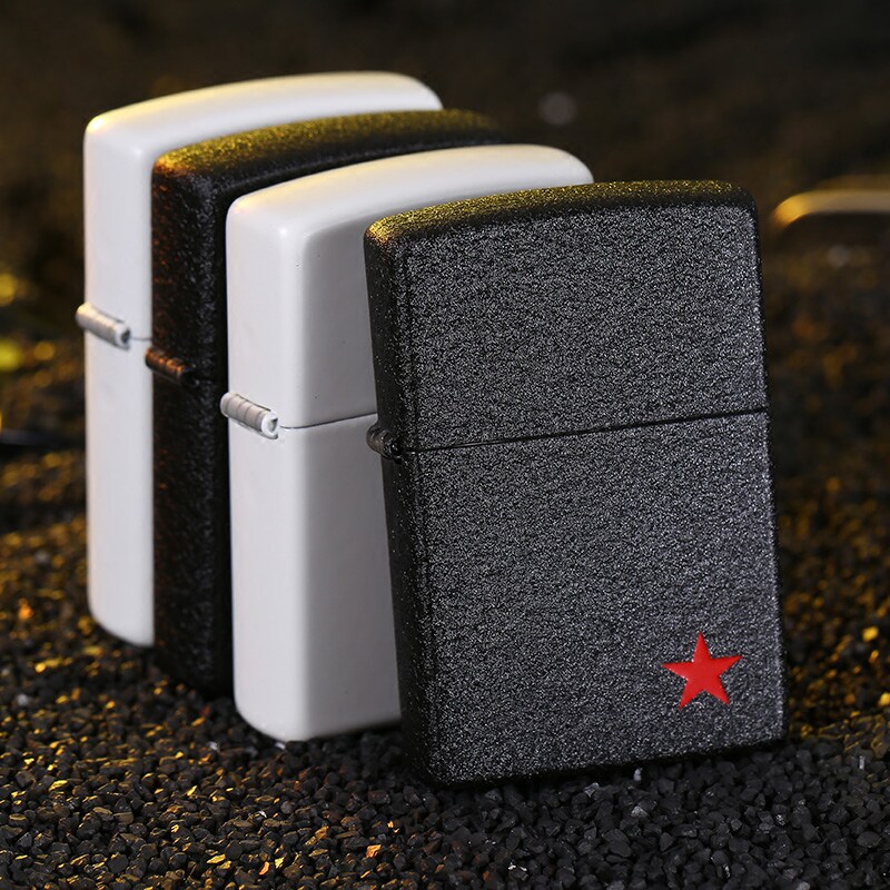 ZIPPO打火机官方正品防风芝宝236黑裂漆红五星送战友礼物退伍纪念