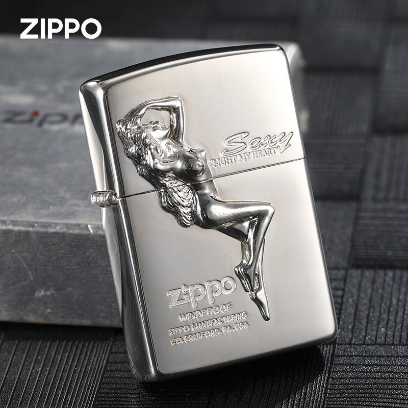 ZIPPO打火机正品 全新1995年日版原厂包银贴章性感女郎收藏送礼物