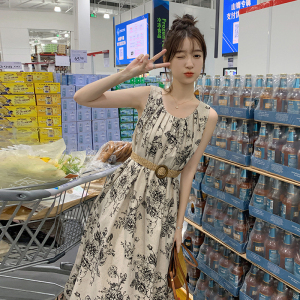 () 复古水墨画背心裙有里布配腰带2C373-D0913-P135-控188图片