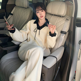 韩系时尚休闲Polo领卫衣套装女2025春秋季新款显瘦束脚卫衣两件套，女装套装/套裙，2C373