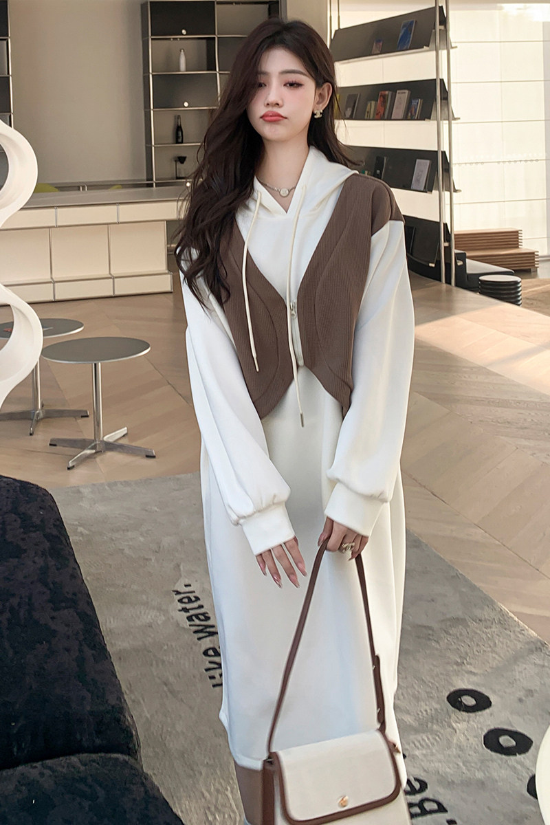 ()甜美撞色连帽假两件拼接卫衣裙2C373-2311-P125K178,女装卫衣/绒衫,2C373