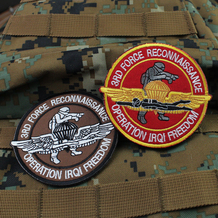 军迷户外第三侦察精品刺绣臂章背包魔术贴战术个性贴章士气肩章