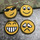 可爱搞笑背包贴直径6厘米徽章 士气章 笑脸刺绣魔术贴章 表情臂章