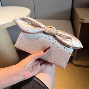 镶钻蝴蝶结晚装礼服纯手工圣诞生日婚礼宴会晚宴包party clutch