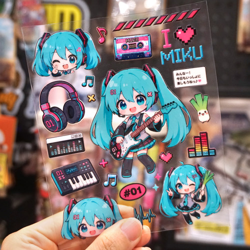 二次元日系动漫初音未来镜音虚拟偶像装饰转印贴防水防晒水晶标