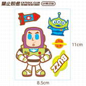 原创可爱卡通巴斯光年buzz三眼仔装 饰贴水杯水晶标防水防晒转印贴