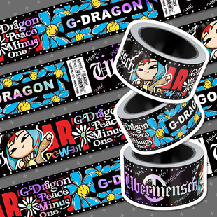 原创镭射小雏菊GD权志龙韩团爱豆行李箱防水贴纸卷装贴画装饰5米