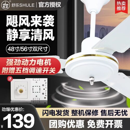 舒乐铁叶3纯铜吊扇风力大