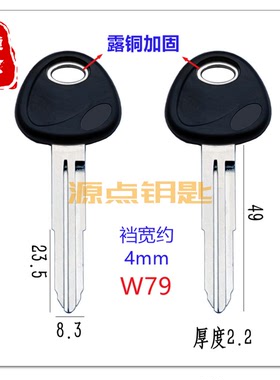W79 适用现代 精品汽车钥匙胚 左槽 露铜加固 无芯片 源点钥匙