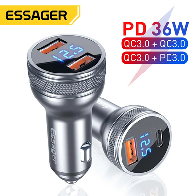 Essager Mini 36W USB Car Charger Quick Charge 3.0 Charger For iPhone 14 13 12 11 Pro Samsung Xiaomi