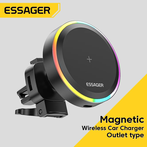 Essager RGB Magnetic Car Phone Holder Qi15W Wireless Charger