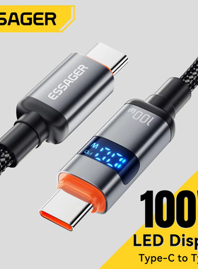 Essager Digital Dispaly USB Type C To USB C Cable For Huawei mate60 100W  Macbook pro Xiaomi Samsung