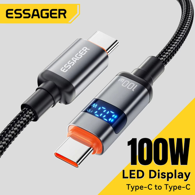 Essager Digital Dispaly USB Type C To USB C Cable For Huawei mate60 100W  Macbook pro Xiaomi Samsung