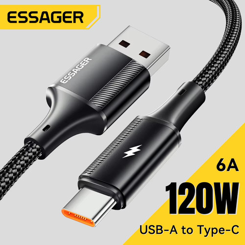 Essager 120W USB Cable Type C Fast Charging 6A USB C Charger Wire Data Cord For HTC Huawei Samsung