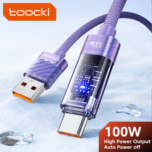 Toocki 6A USB To Type C Cable Smart Power Off Data Cable 100W For OPPO VIVO HTC LG Xiaomi 14 Samsung