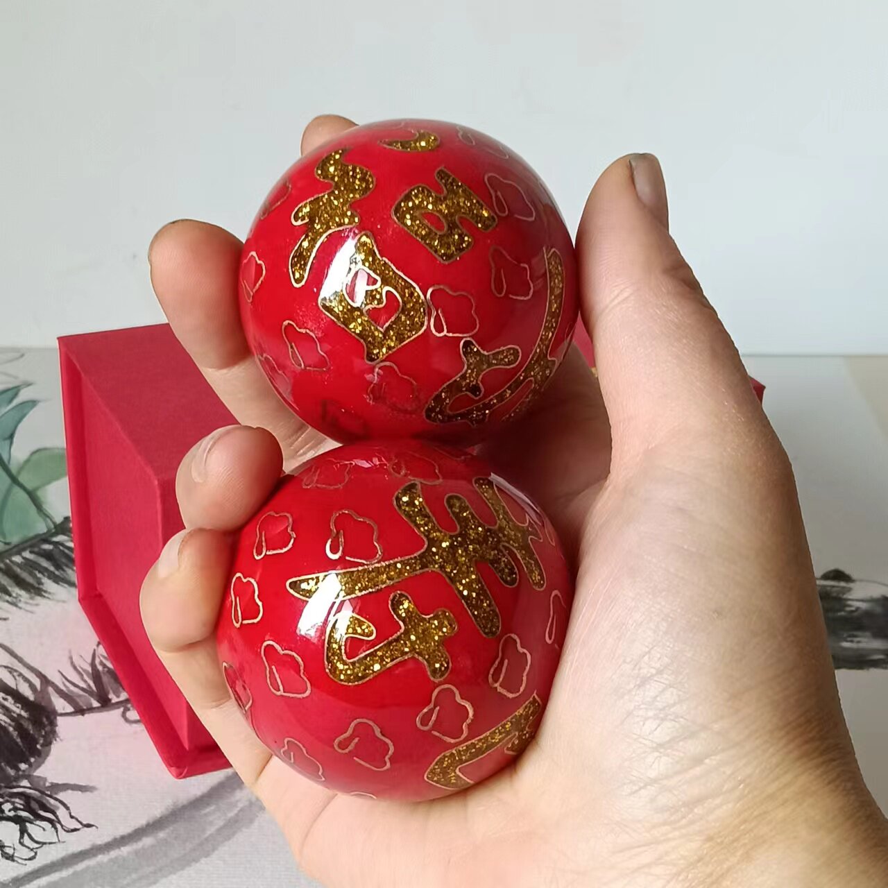 景泰蓝铃音保定铁球健身球中老年保健球按摩健脑球煅炼手指握转球