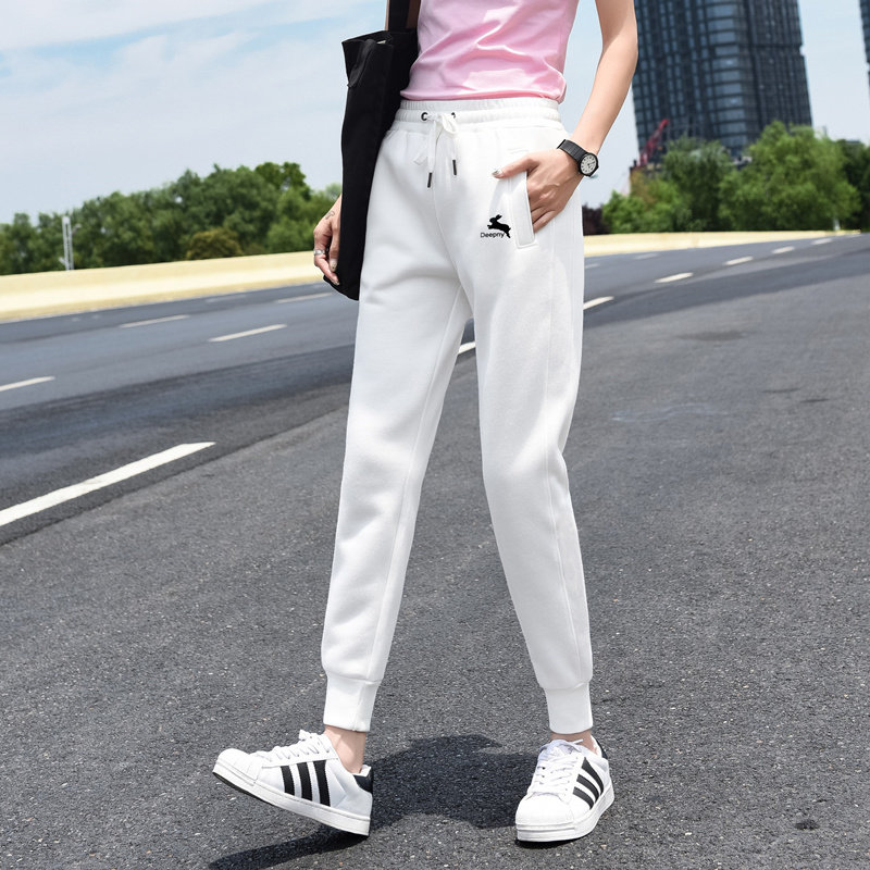 白色裤女春秋显瘦裤子薄款束脚卫裤加绒运动裤冬季宽松休闲长裤,女装/女士精品,休闲裤,淘宝优惠券,粉丝福利购,淘宝优惠卷