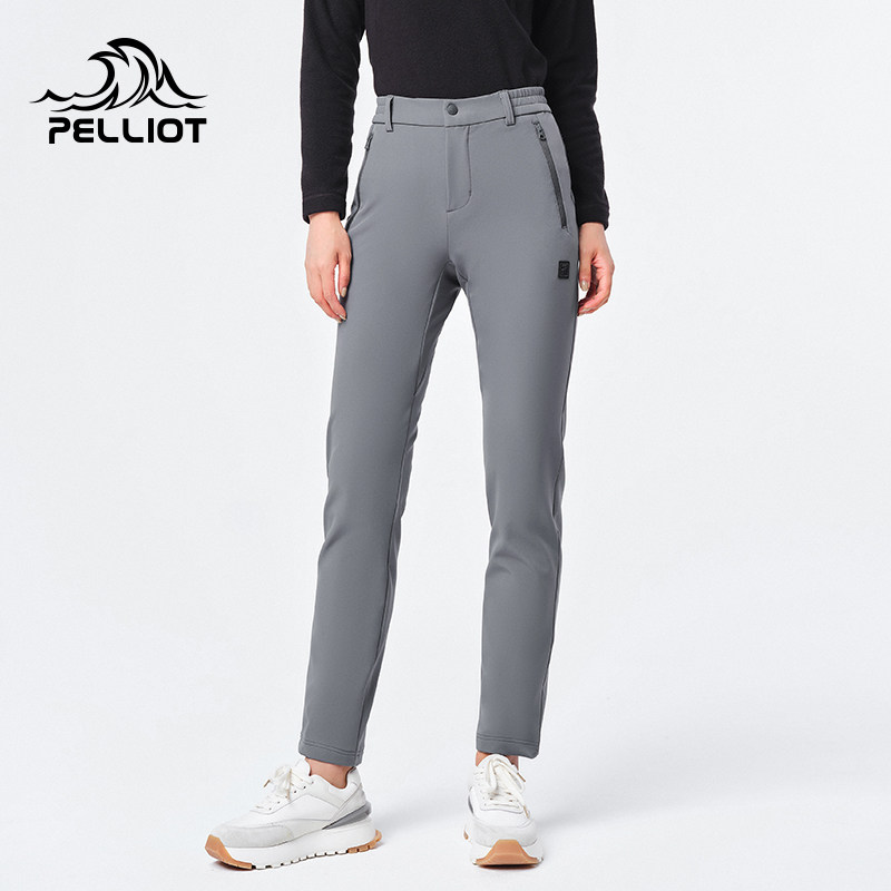 伯希和户外软壳裤女25冬季加绒防风防水加厚保暖登山长裤男冲锋裤