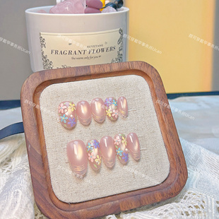 【春日序曲】极光法式浮雕花纯手工穿戴甲A02-005