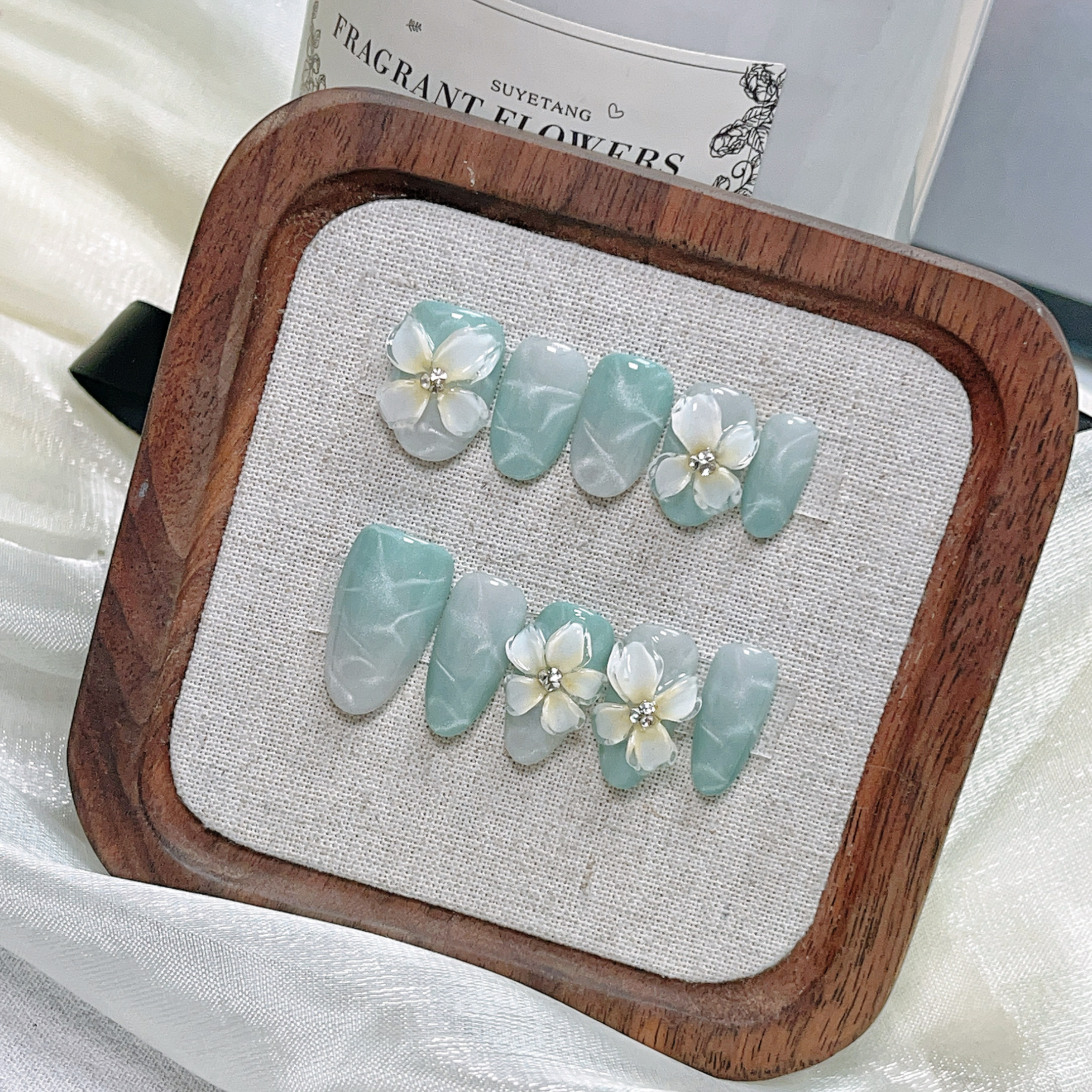 【柠檬海盐】海洋冰花显白水润感纯手工穿戴甲 A3