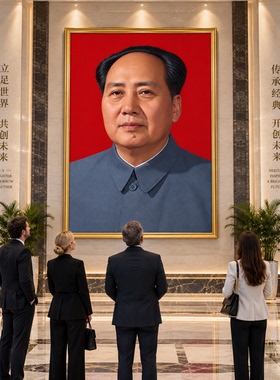 伟人装饰画毛爷爷画像海报客厅中堂背景红色办公室书房挂画