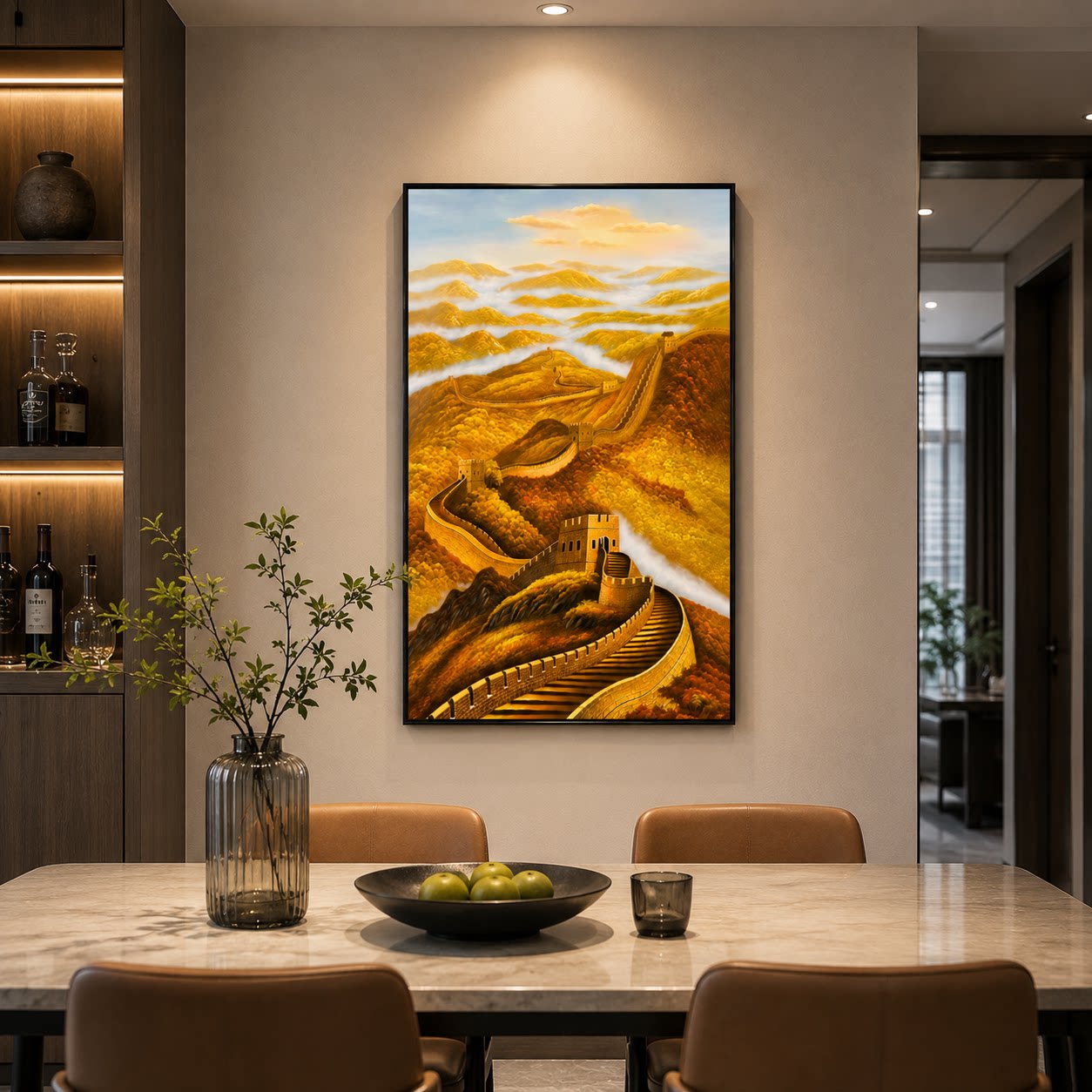 万里长城新中式入户玄关装饰挂画书房客厅沙发装饰画过道装饰画