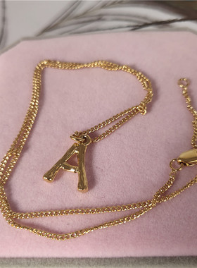 字母金色冷淡风情侣短款锁骨链