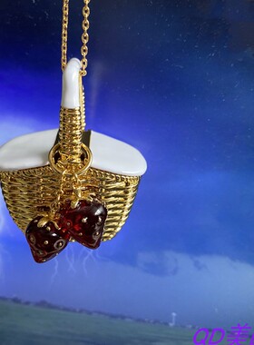 新款ks田园风复古优雅气质草莓小篮子水果长款项链