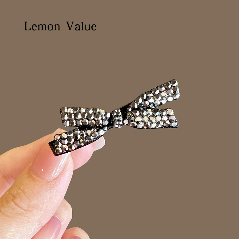 Lemon Value蝴蝶结压夹日韩气质侧边水钻刘海发卡闪闪精致小夹子