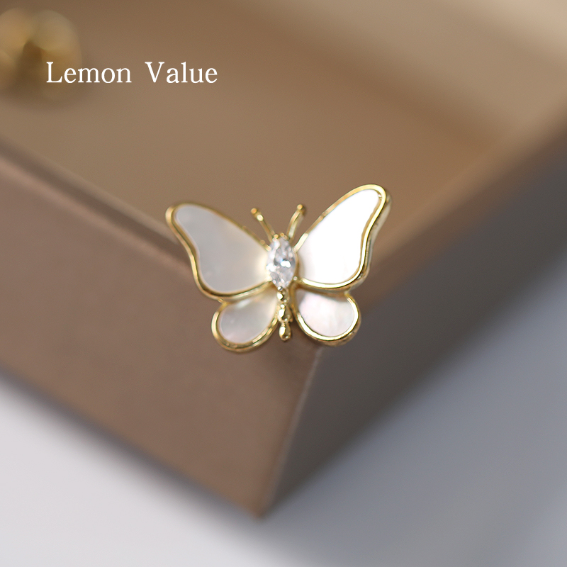 Lemon Value百搭天然贝壳蝴蝶胸针V领防走光固定扣装饰女领口领针