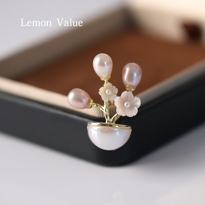 Lemon Value粉色珍珠植物花卉胸针花朵别针防走光扣高档衣服日系