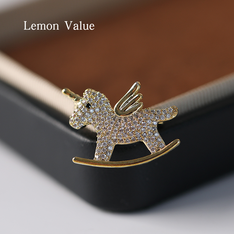 Lemon Value可爱独角兽小胸针ins少女外套徽章高档防走光胸针配饰
