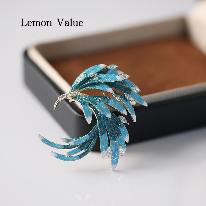 Lemon Value珐琅胸针凤凰饰品复古珐琅渐变凤凰别针设计小众配饰
