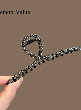 Lemon Value日韩新款黑色钻钻抓夹大号鲨鱼夹女夏季简约气质抓夹