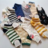 低腰棉质船袜可爱波点条纹低帮隐形袜 随时更新 日单尾货女夏季