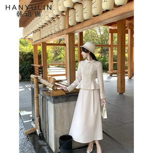 韩语琳 复古禅意风留洋名媛富家千金小香风套装裙女冬季穿搭