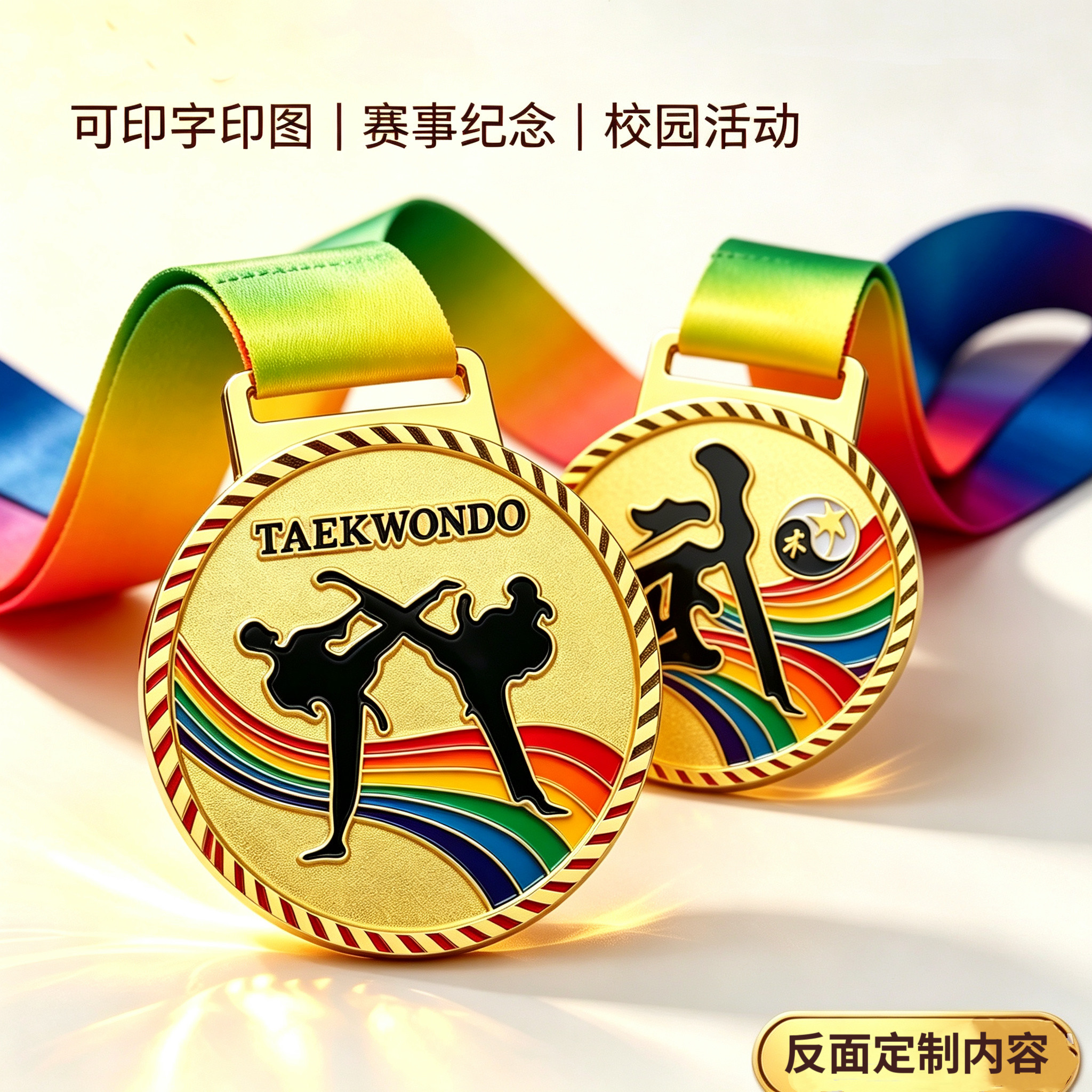 金属奖牌定制运动会跆拳道武术比赛奖品制作金银铜挂牌纪念奖品