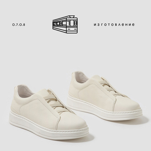 简约设计荔枝小牛皮轻质软底一脚蹬男小白鞋 懒人鞋 套脚鞋 休闲男士