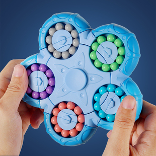 十面旋转互通魔豆益智翻转魔珠儿童6岁8六面指尖陀螺解压玩具魔方