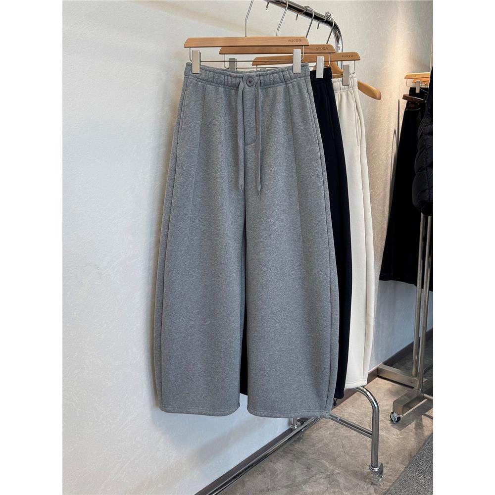 QIANBEISI859松紧高腰一粒扣加绒加厚阔腿休闲弯刀长裤女卫裤冬季,女装/女士精品,卫裤,淘宝优惠券,粉丝福利购,淘宝优惠卷