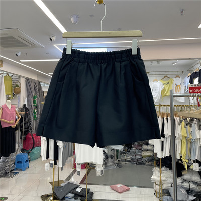 NIURUI纽芮25105-1春季新品松紧高腰宽松显瘦阔腿A字休闲短裤子女