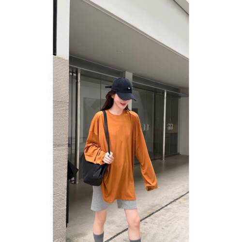 mdeng摩登G7273秋季新款韩版纯色简约百搭圆领长袖打底衫T恤女