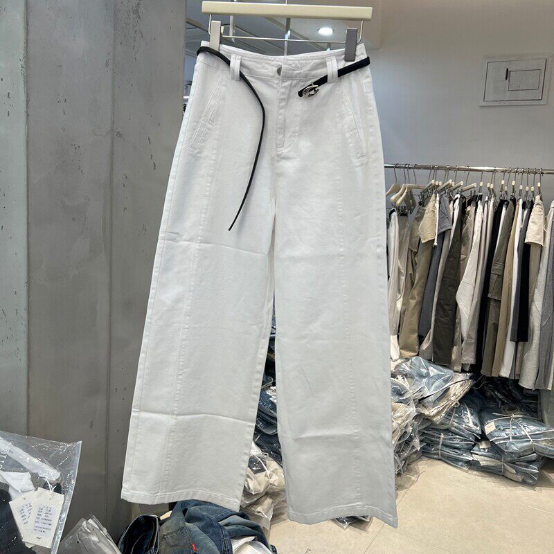 WUZHINVHAI物质女孩86006正品高腰系带直筒裤女百搭显瘦减龄长裤