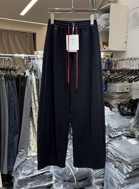 E时尚E9630-1冬季新品高腰显瘦加绒加厚羊绒弯刀裤直筒拖地长裤女