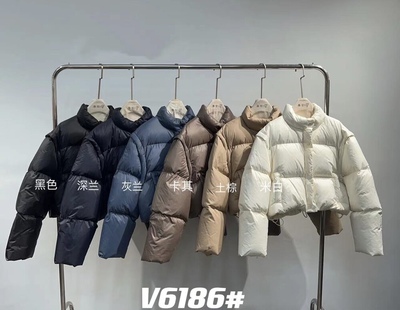 摩登mdeng短款羽绒服女冬季立领加厚袖子可拆两穿面包服V6186