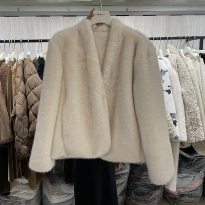 摩登mdeng冬季2025新款韩系简约百搭水貂毛皮草外套女62210