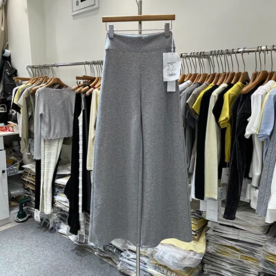 摩登mdeng正品高腰阔腿休闲裤女春季2026新款百搭微喇拖地裤Y851