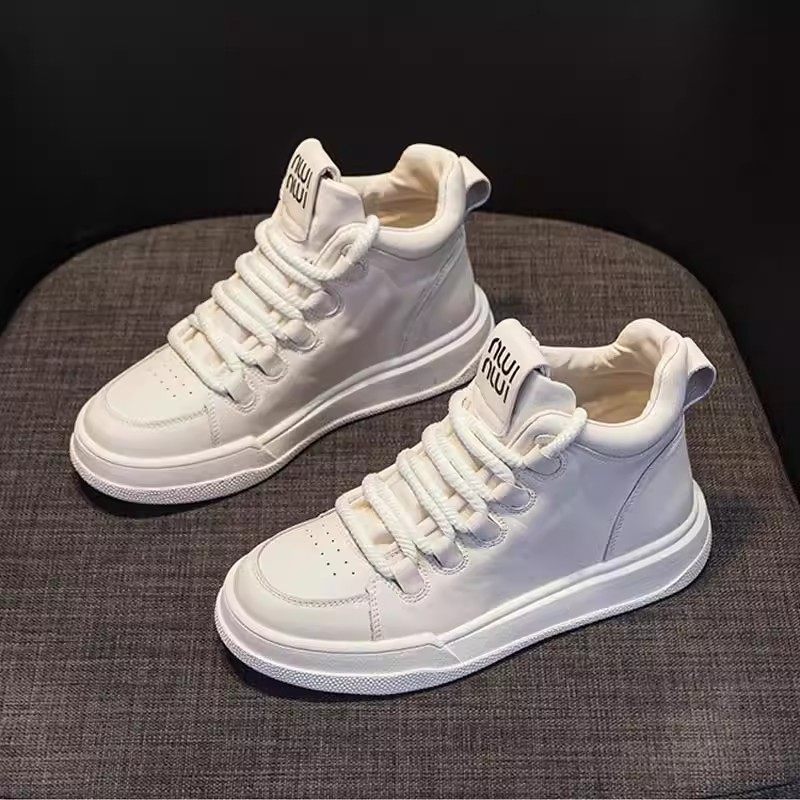 真皮高帮女鞋板鞋2025新款爆款平底秋冬季加绒运动休闲软底小白鞋