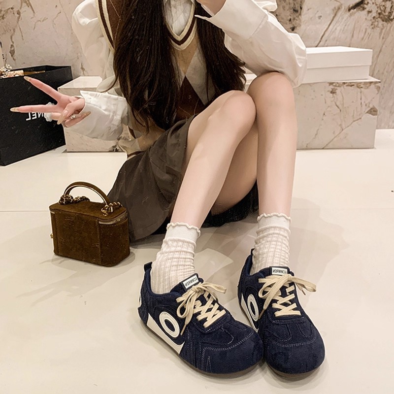 磨砂真皮德训鞋复古休闲老爹女款